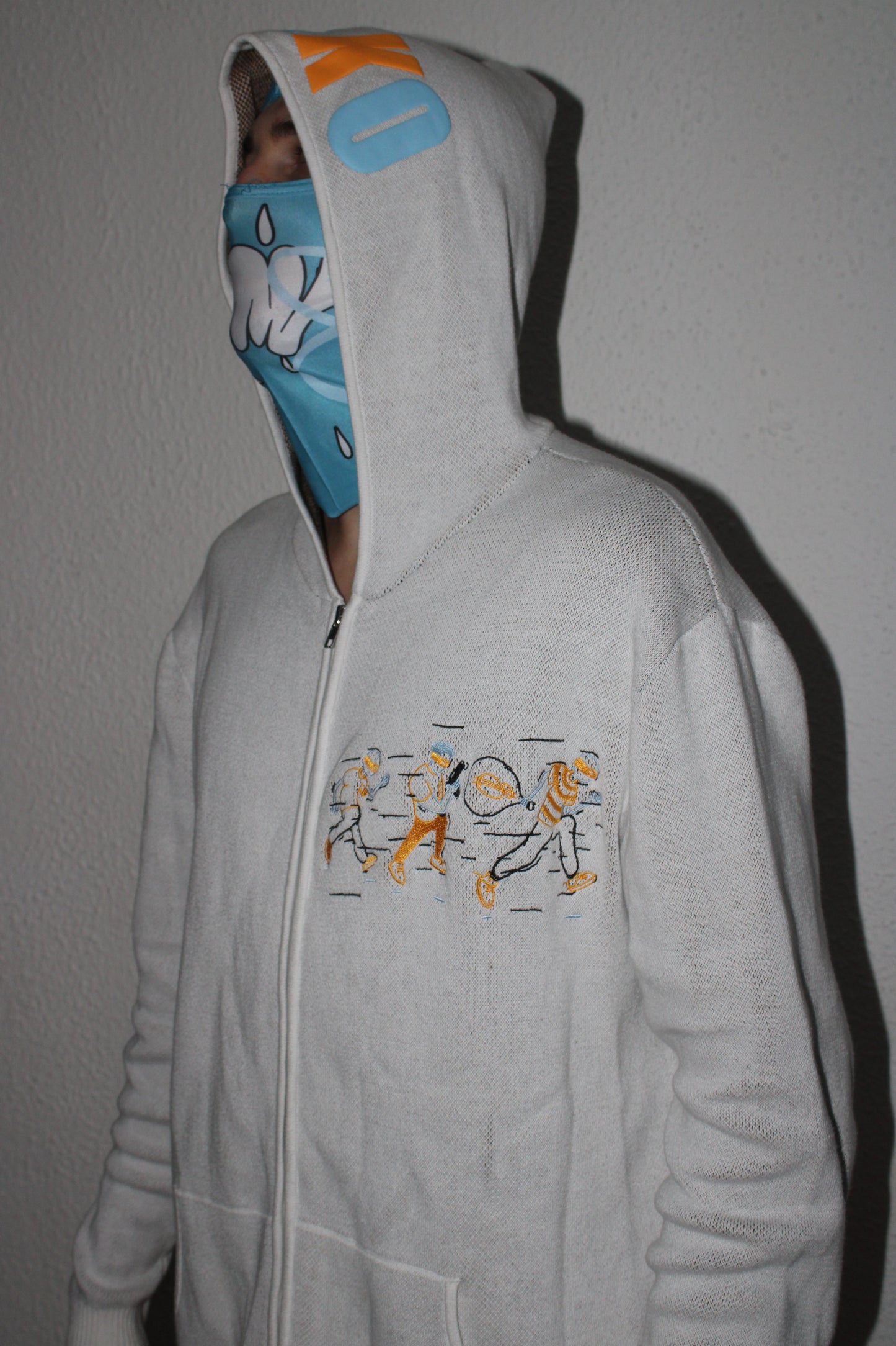 Zip sweat Blanc Knitted. BRAKO Couture.